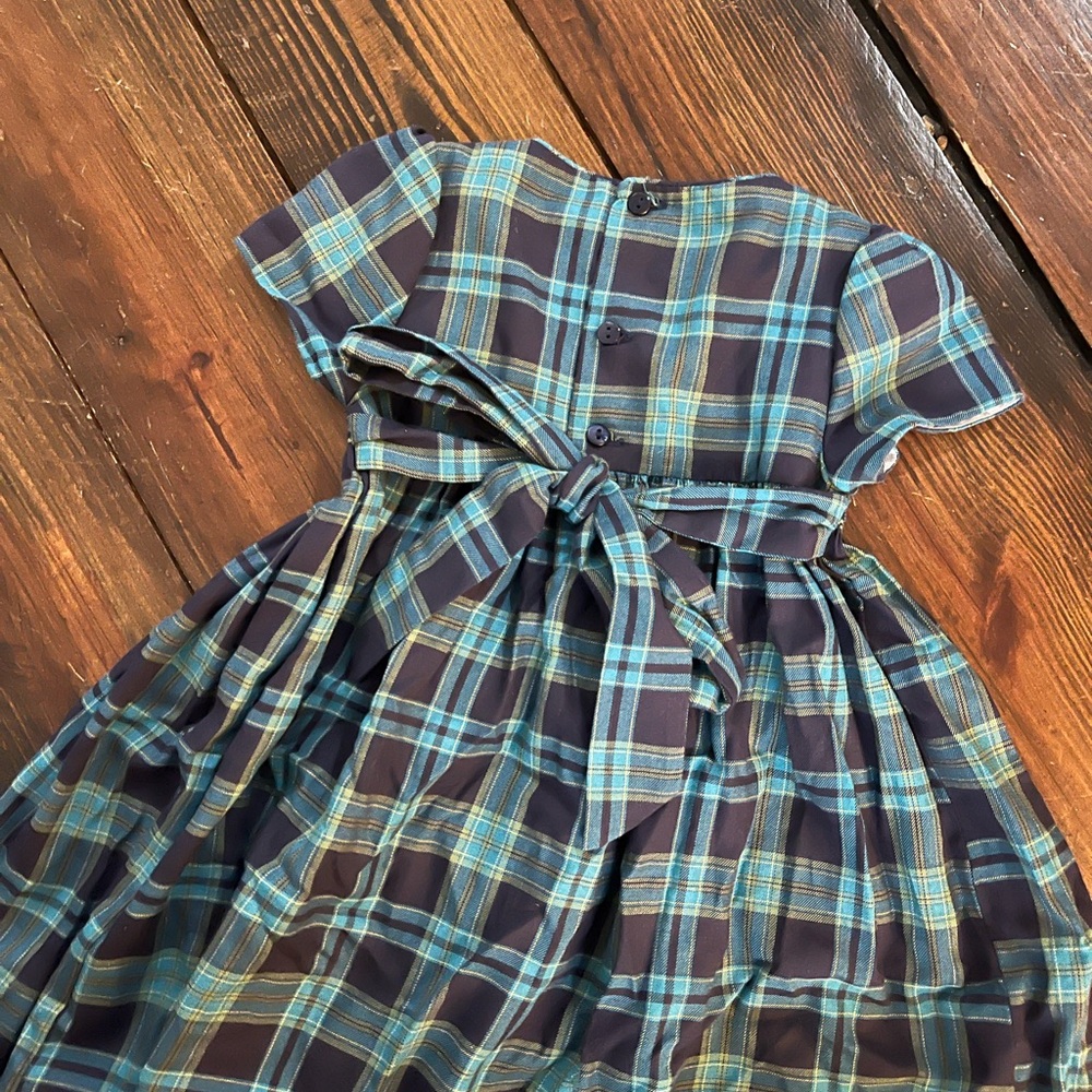 Edgehill Collection Navy and Green Plaid Dress with smocking details 18 months - Picture 5 of 8